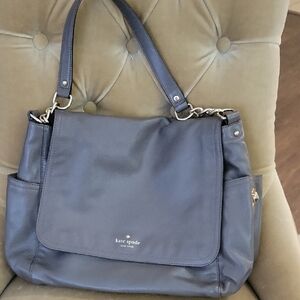 kate spade Olive Green Leather Shoulder Bag with Chain-Accent Straps